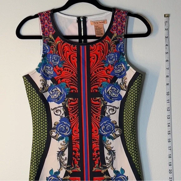 FLYING TOMATO Women’s Size M Multi Colored Back Zip Up Midi dress - Picture 3 of 7